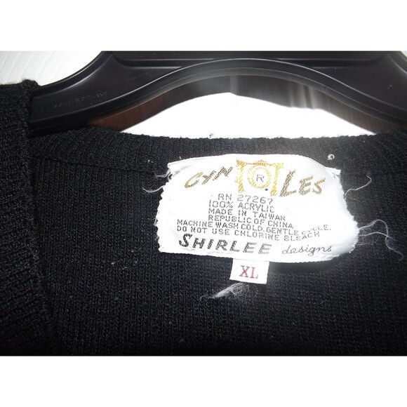 Vintage Cyn Les 1970's Daisy Sweater Shirlee Designs Women’s Sz XL Black - Picture 2 of 5